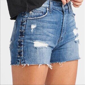 HUDSON Distressed Lace Up Cut Off Jean Shorts